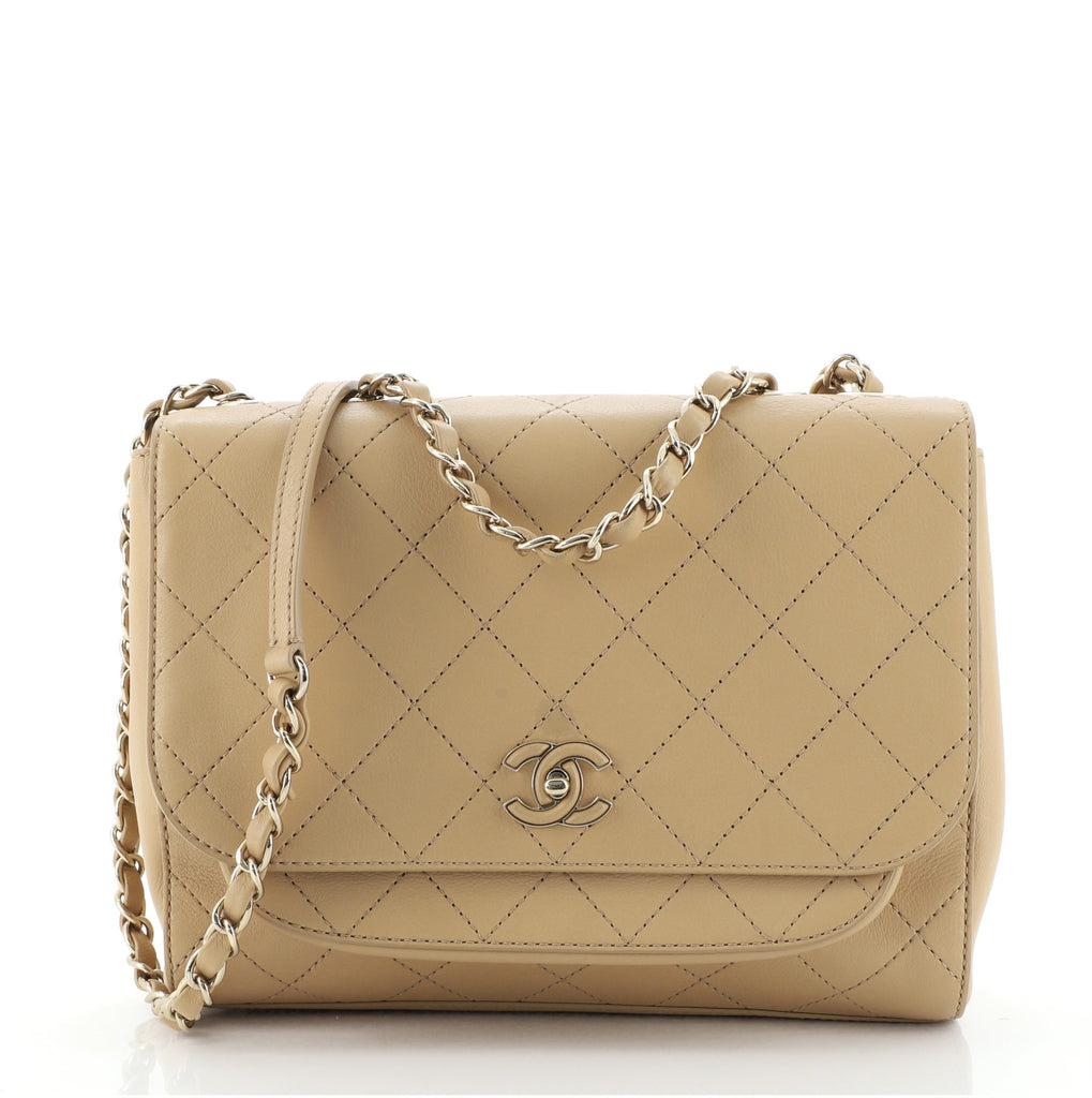Chanel Covered CC Front Pocket Flap Bag Stitched Calfskin Medium