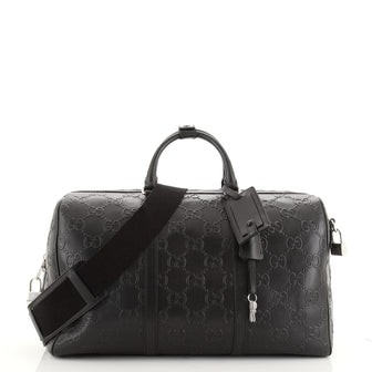 Gucci Convertible Duffle Bag GG Embossed Perforated Leather Large