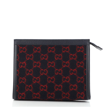 Gucci Zipped Pouch GG Wool Large