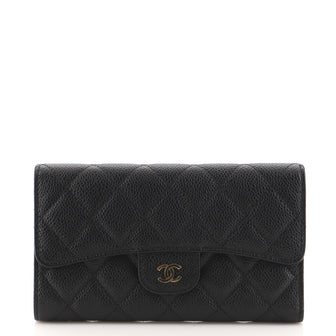 Chanel Trifold Classic Flap Wallet Quilted Caviar