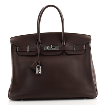 Hermes Birkin Handbag Brown Swift with Palladium Hardware 35