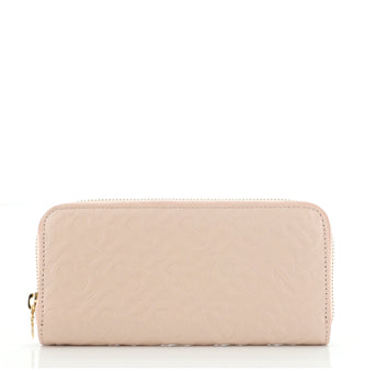 Burberry TB Zip Around Wallet Monogram Embossed Leather