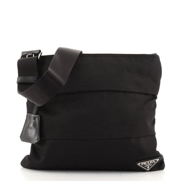 Prada Zip Messenger Bag Horizontal Quilt Tessuto Small