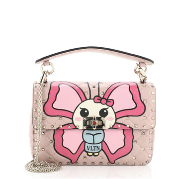 Valentino Rockstud Spike Flap Bag Quilted Printed Leather Medium