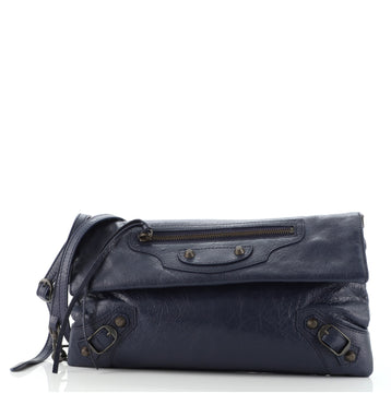Balenciaga Classic Studs Envelope Strap Clutch Leather