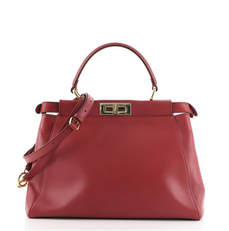 Fendi Selleria Peekaboo Bag Leather with Beaded Interior Regular