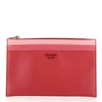 Prada Zip Pouch Saffiano Leather Medium