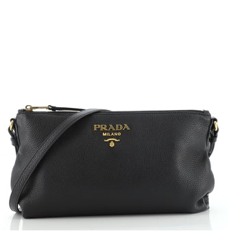 Prada Dual Strap Flat Crossbody Bag Vitello Daino Medium