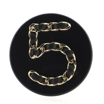 Chanel No. 5 Round Brooch Resin with Metal and Leather