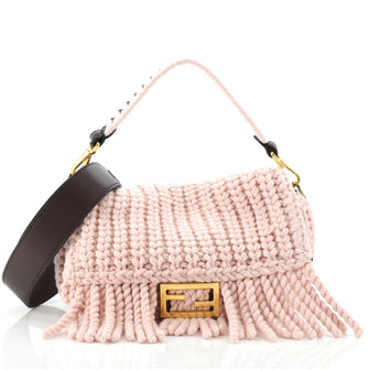 Fendi Baguette NM Bag Knit Wool with Fringe Medium