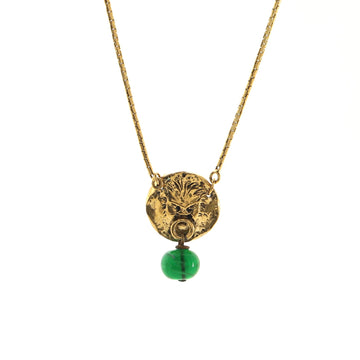Chanel Vintage Lion Head Pendant Necklace Metal with Gripoix
