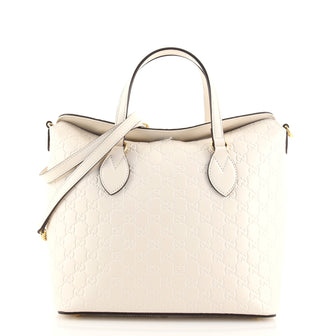 Gucci Signature Fold Over Tote Guccissima Leather Medium