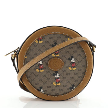 Gucci Disney Mickey Mouse Round Shoulder Bag Printed Mini GG Coated Canvas