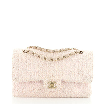 Chanel Vintage Classic Double Flap Bag Quilted Tweed Medium