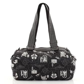 Chanel Airline Shoulder Boston Bag Printed Nylon Medium