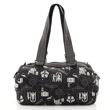 Chanel Airline Shoulder Boston Bag Printed Nylon Medium