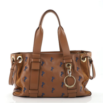 Chloe Tao Zipped Tote Horse Embroidered Leather Large