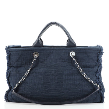 Chanel Double Face Deauville Tote Fringe Quilted Canvas Medium