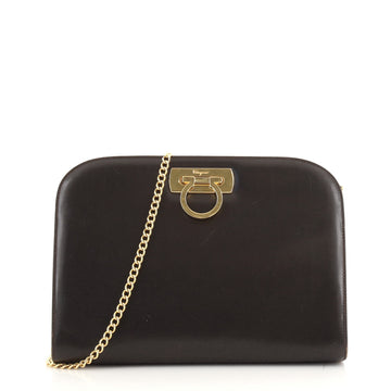 Salvatore Ferragamo Vintage Gancini Chain Shoulder Bag Leather Medium