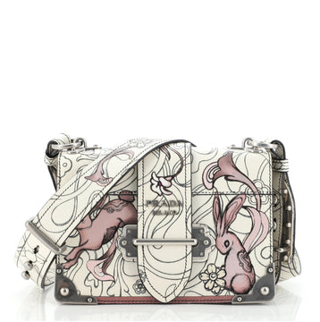 Prada Cahier Crossbody Bag Printed Glace Calf Small