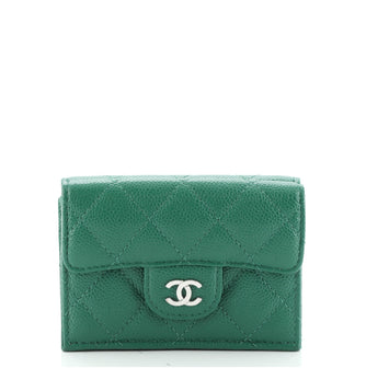 Chanel Trifold Classic Flap Wallet Quilted Caviar Small