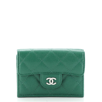 Chanel Trifold Classic Flap Wallet Quilted Caviar Small