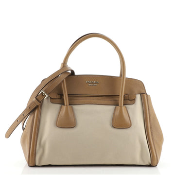Prada Cuir Frame Convertible Tote Canvas and Saffiano Leather Small