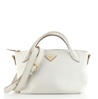 Prada Dual Strap Zip Tote Vitello Daino Small