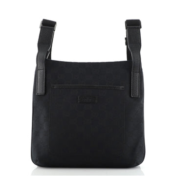 Gucci Vintage Flat Messenger Bag GG Canvas and Leather Small