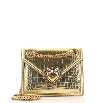 Dolce & Gabbana Devotion Crossbody Bag Crocodile Embossed Leather Small