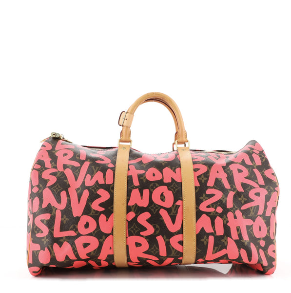 Louis Vuitton Keepall Bag Limited Edition Monogram Graffiti 50 Brown