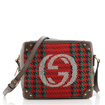 Gucci Trunk Shoulder Bag Houndstooth Canvas