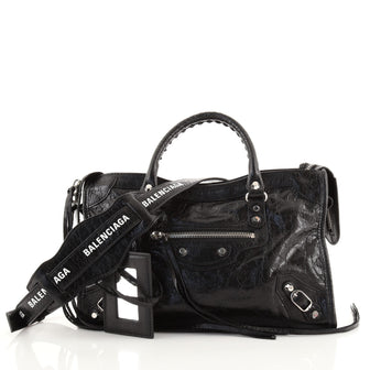 Balenciaga Logo Strap City Classic Studs Bag Leather Small