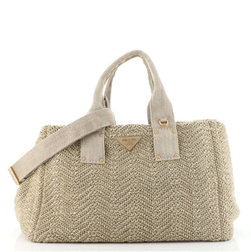 Prada Convertible Open Tote Raffia Large
