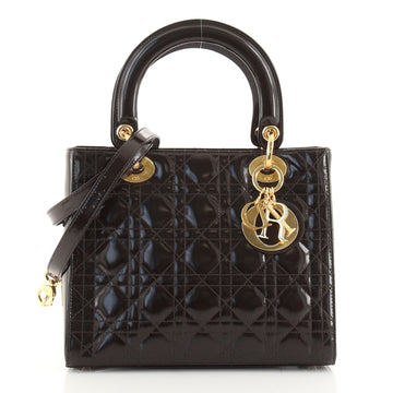 Christian Dior Vintage Lady Dior Bag Cannage Quilt Patent Medium