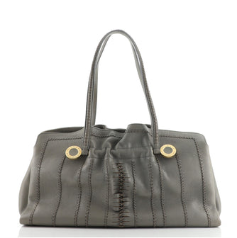 Bvlgari Pleated Tote Stitched Leather Large