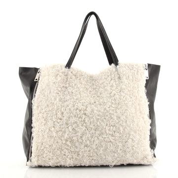 Celine Horizontal Gusset Cabas Tote Shearling and Leather Large