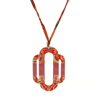 Hermes Attelage Etriers Tattoo Pendant Necklace Printed Enamel