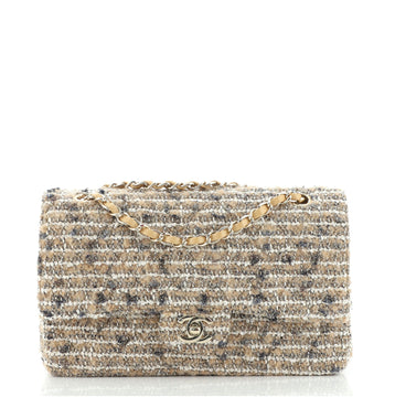 Chanel Vintage Classic Double Flap Bag Quilted Tweed Medium