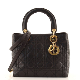 Christian Dior Vintage Lady Dior Bag Cannage Quilt Lambskin Medium