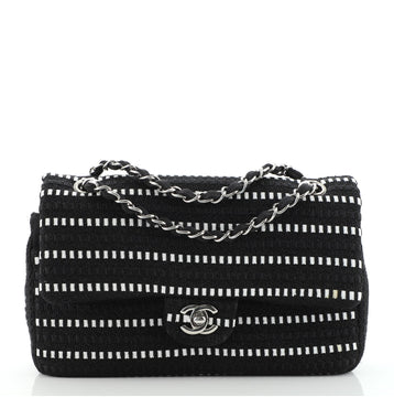 Chanel Classic Double Flap Bag Tweed and Ribbon Medium