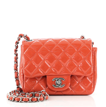 Chanel Square Classic Single Flap Bag Quilted Patent Mini