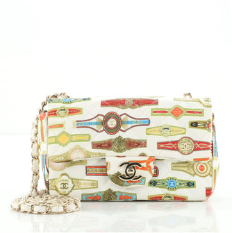Chanel Cuba Classic Single Flap Bag Quilted Printed Satin Mini