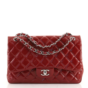 Chanel Classic Double Flap Bag Quilted Patent Jumbo