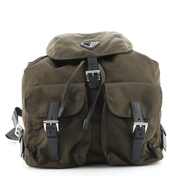 Prada Vela Double Front Pocket Backpack Tessuto with Saffiano Medium