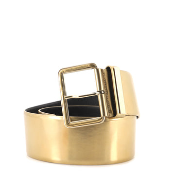 Chanel Metal Logo Belt Leather Wide