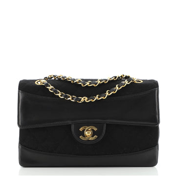 Chanel Vintage CC Chain Flap Bag Quilted Jersey and Lambskin Medium
