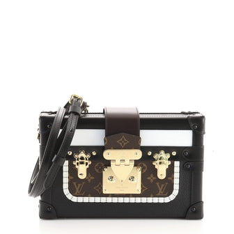 Louis Vuitton Petite Malle Handbag Limited Edition Calfskin and Monogram Canvas