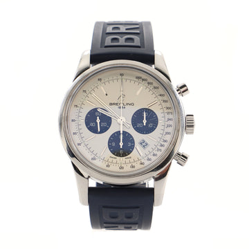 Breitling Transocean Chronograph Automatic Watch Stainless Steel and Leather 42