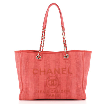 Chanel Deauville Tote Striped Raffia Small